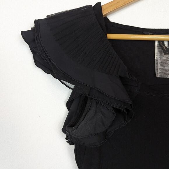 BCBGMaxAzria Black Mirabelle Ruffle Shoulder Top Size S - Picture 4 of 8